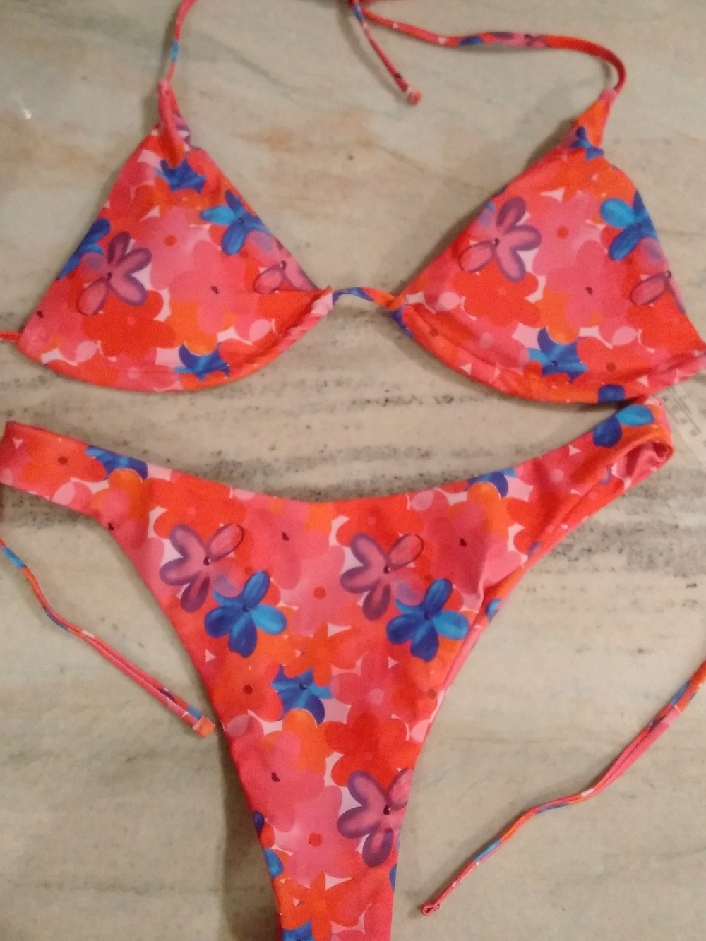 Pink Floral Tie-Back Bikini Set